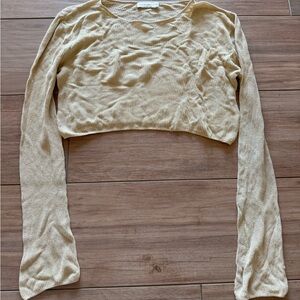 Calvin Klein x Jennie Kim Beige Long Sleeve Crop Top